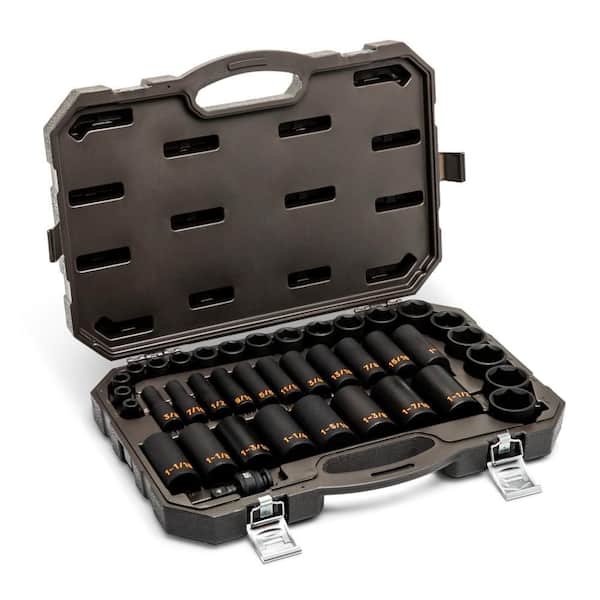 1/2 in. Drive 6-Point SAE Hi-Viz Standard and Deep Impact Socket Set (39-Piece)