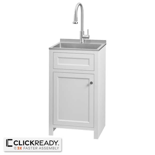 20 in. W Drop-In Laundry Sink with Faucet and Ready to Assemble Cabinet with CLICKREADY Technology in White