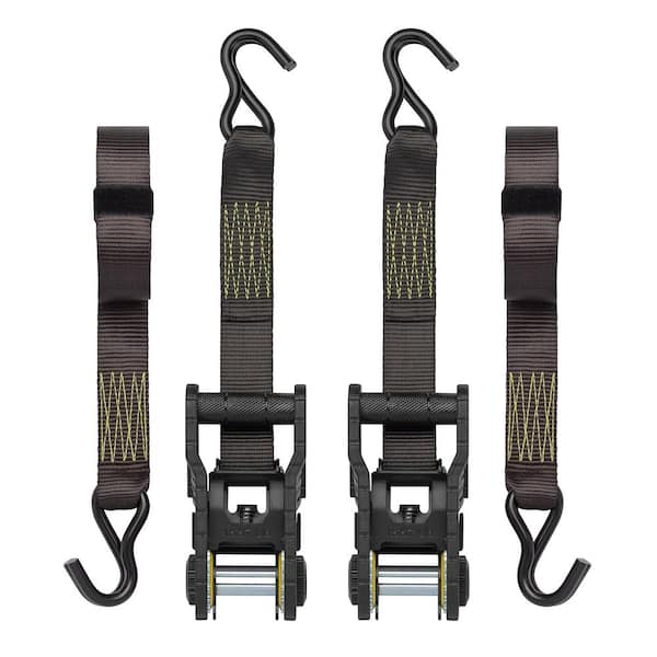 14 ft. Yellow Tactical Ratchet Tie Down Straps with 1,667 lb. Safe Work Load - 2 pack