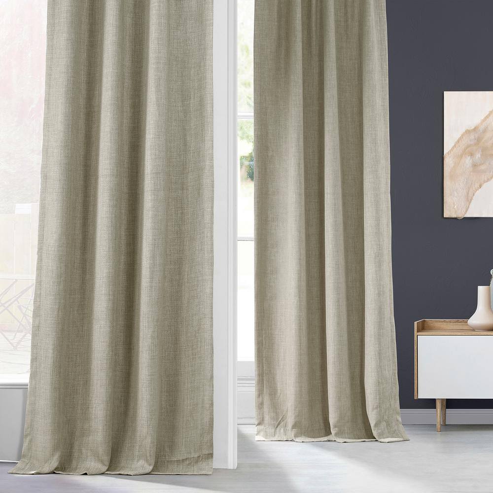 Oatmeal Faux Linen Room Darkening Drape Panel, 50W X 96L