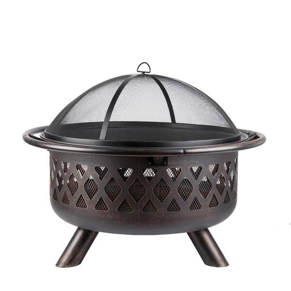 Unbranded 35 in. x 35 in. Circle Iron Coal Fire Pit