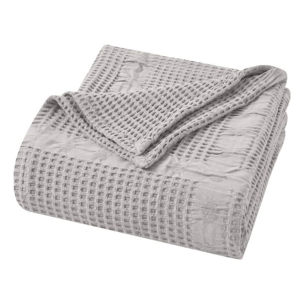 Mai Platinum Geometric Waffle Medium Weight California King Cotton Blanket