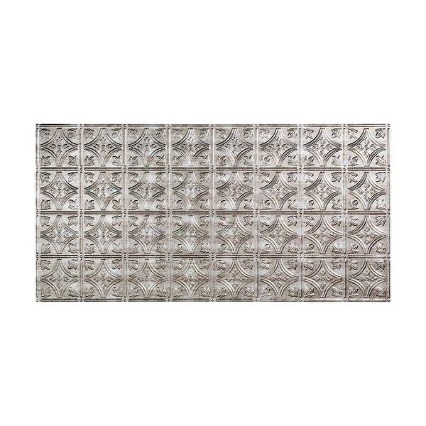 Fasade Traditional Style #1 2 ft. x 4 ft. Glue Up PVC Ceiling Tile in Crosshatch Silver