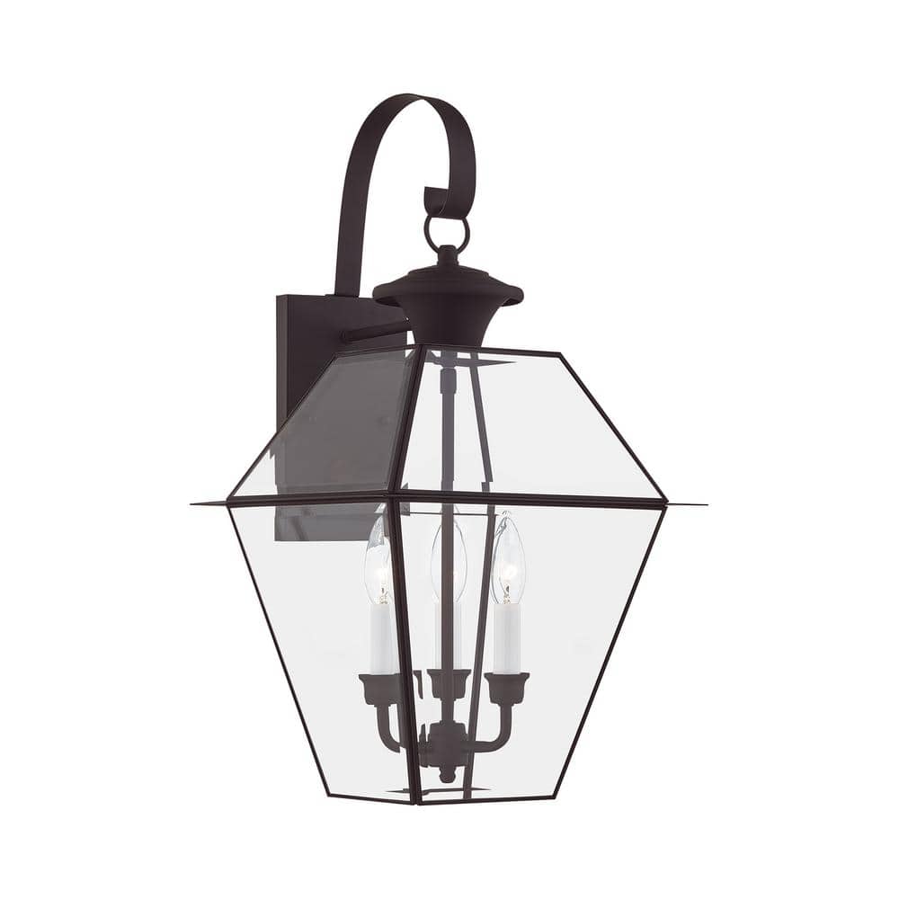 Ainsworth 22.5 in. 3-Light Bronze Outdoor Hardwired Wall Lantern Sconce with No Bulbs Included price history on PriceWatchPro