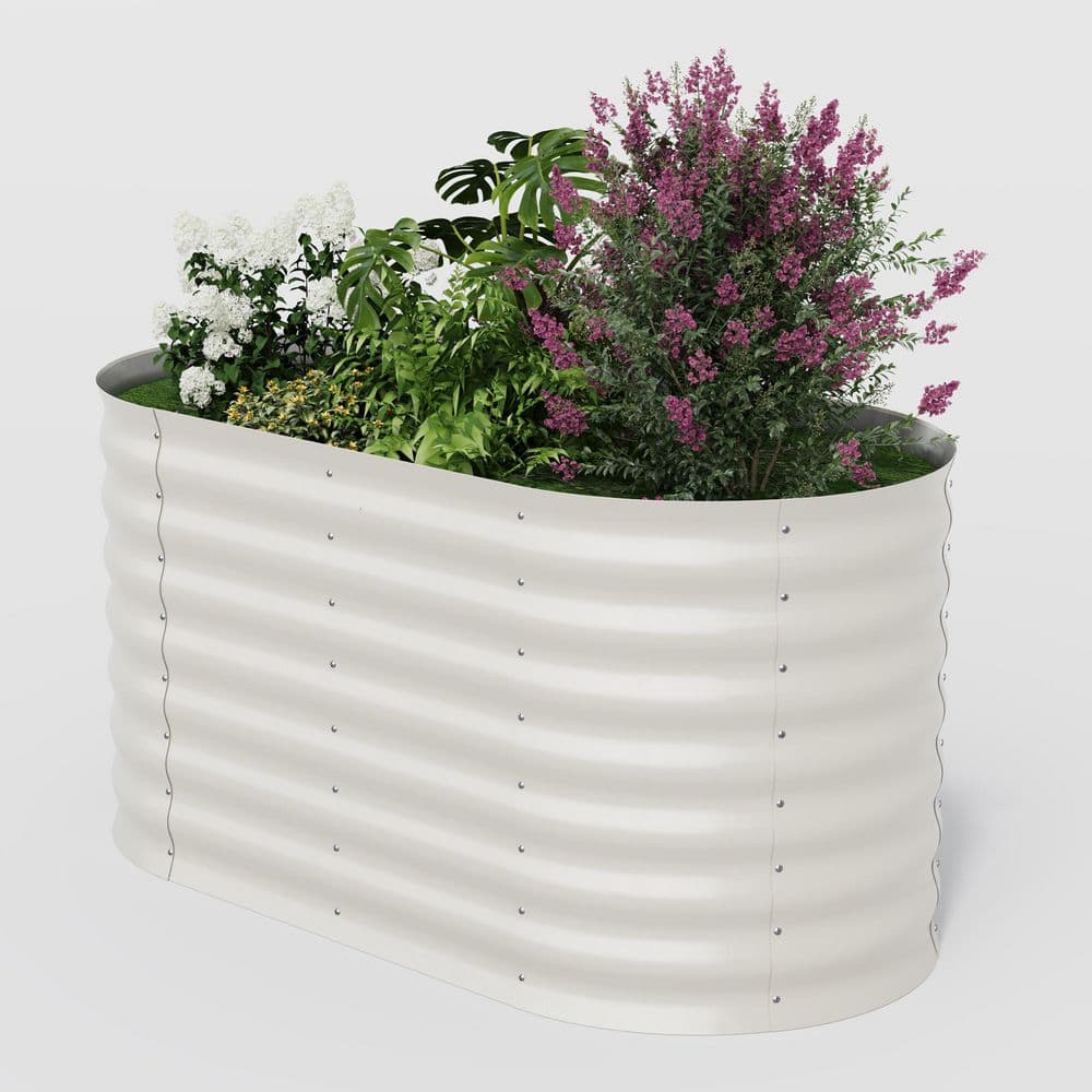 47.2 in. x 23.6 in. x 23.6 in. Outdoor Oval Galvanized Steel Raised Garden Bed in Beige, Pack of 2 price history on PriceWatchPro