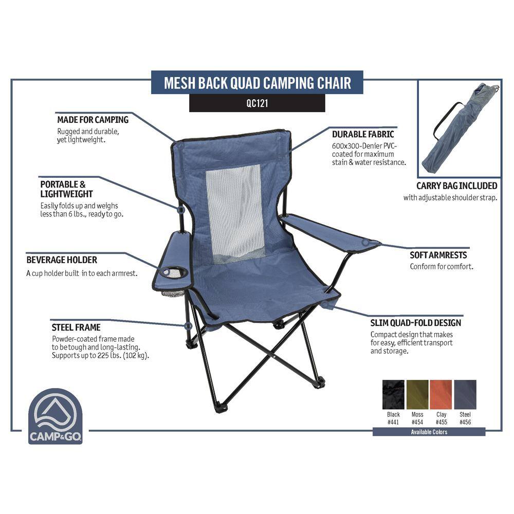 Green Mesh Back Folding Camp Chair with Steel Frame