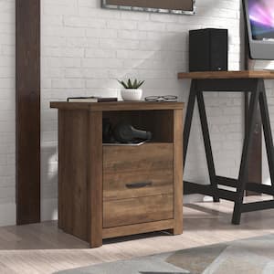 Rayborn 18.5 in. Knotty Oak 23 in. Rectangle Wood End Table with USB and Storage