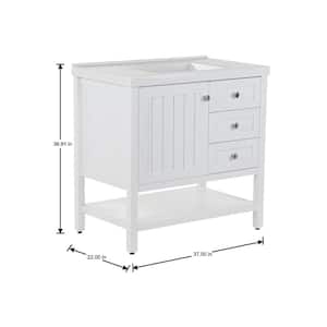 Lanceton 37 in. W x 22 in. D x 37 in. H Single Sink Freestanding Bath Vanity in White with White Cultured Marble Top