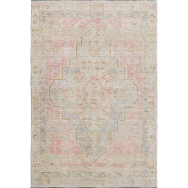 Mayfield Premium Machine Washable Abstract AMF1918 Pink 5 ft. x 7 ft. 6 in. Area Rug