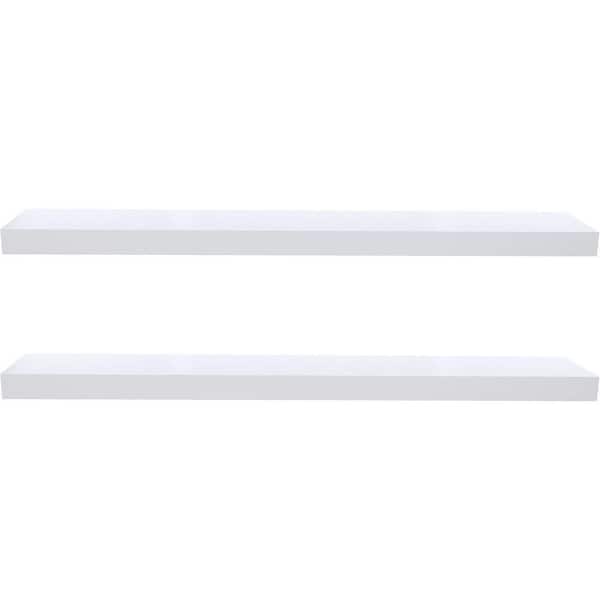 35.5 in. W x 6 in. D White Floating Decorative Wall Shelf Set of 2