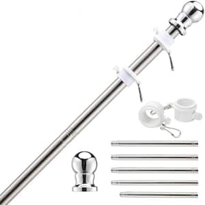 6 ft. Stainless Steel Adjustable Length Flagpole Silver