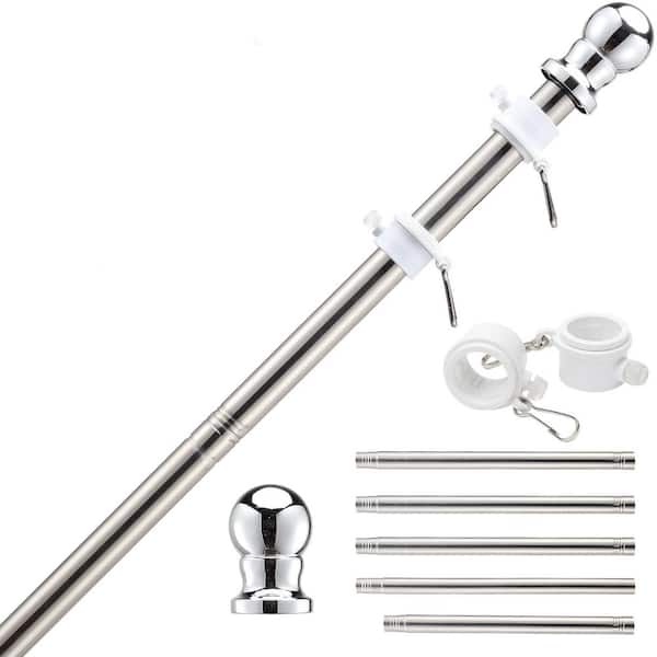 DIIG 6 ft. Stainless Steel Adjustable Length Flagpole Silver Silver-6 - The Home  Depot