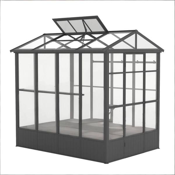 8 ft. W x 6 ft. D x 8 ft. H Outdoor Aluminum Heavy Duty Greenhouse with Fully Auto Temperature Control Vent