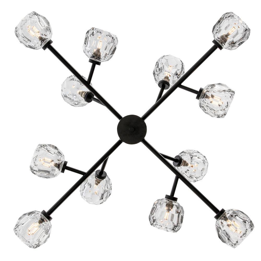 Black Metal and Clear Glass 12-Light Sputnik Chandelier
