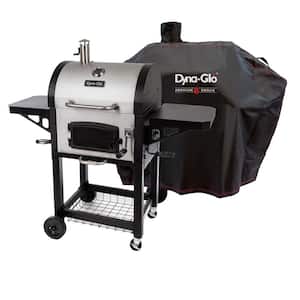 Heavy-Duty Compact Charcoal Grill in Stainless Steel 51.3 in. W with Premium Medium Charcoal Grill Cover