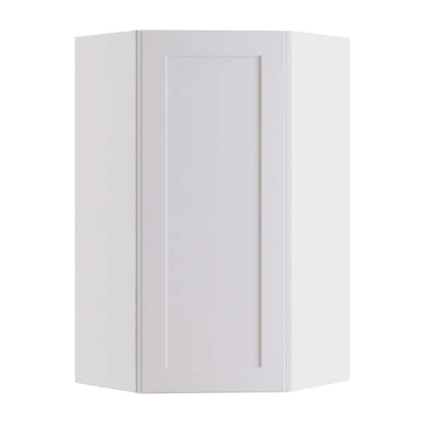 Newport Pacific White Plywood Shaker Assembled Angle Corner Kitchen Cabinet Sft Cls L 23 in W x 15 in D x 42 in H