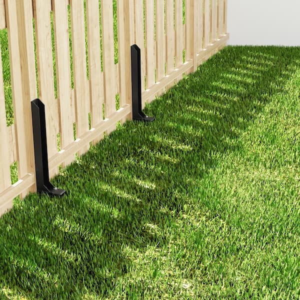 4.7 in. x 17.7 in. x 34 in. Heavy Duty Black Fence Post Repair Kit Anchor Ground Spike, for Fixing Broken Fence (2-Pack)