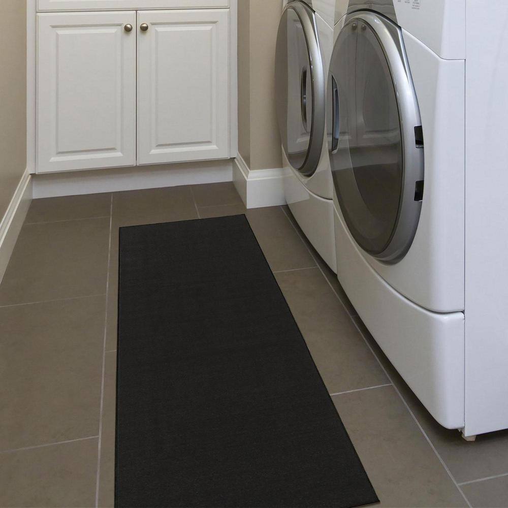 Black Synthetic Non-Slip Rectangle Area Rug