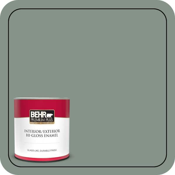 BEHR PREMIUM PLUS 1 qt. #460F-4 Wethersfield Moss Hi-Gloss Enamel Interior/Exterior Paint & Primer