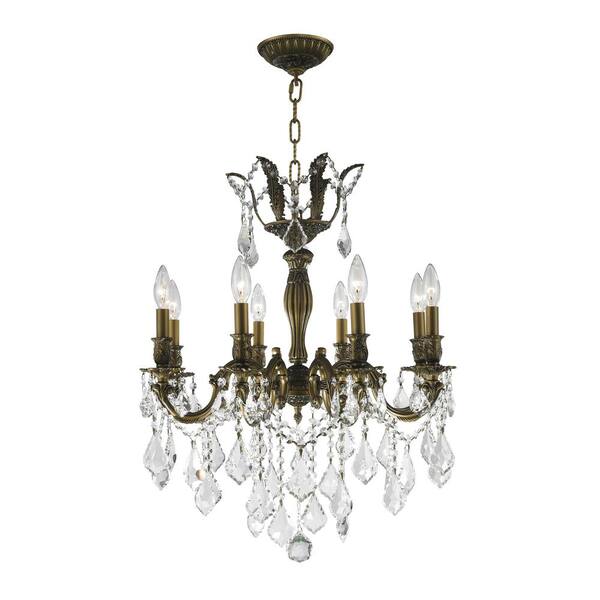Worldwide Lighting Versailles Collection 8-Light Antique Bronze Chandelier with Clear Crystal