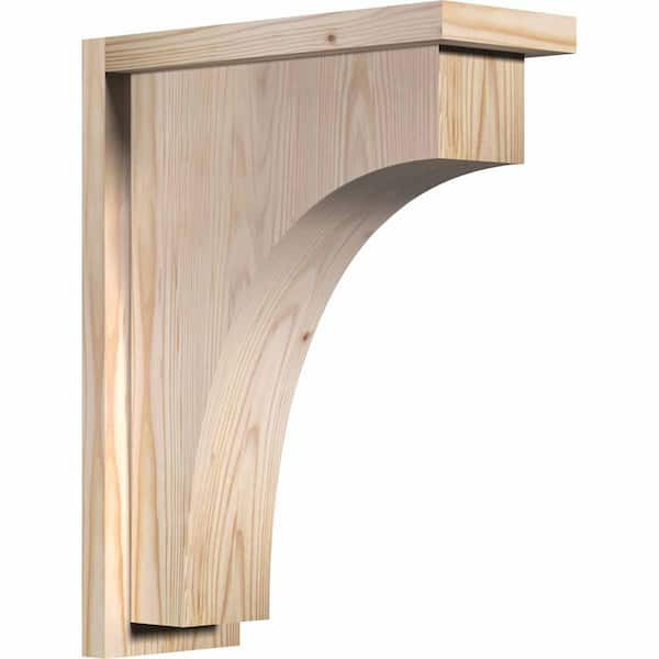 Ekena Millwork 5-1/2 in. x 14 in. x 18 in. Douglas Fir Huntington Smooth Corbel with Backplate