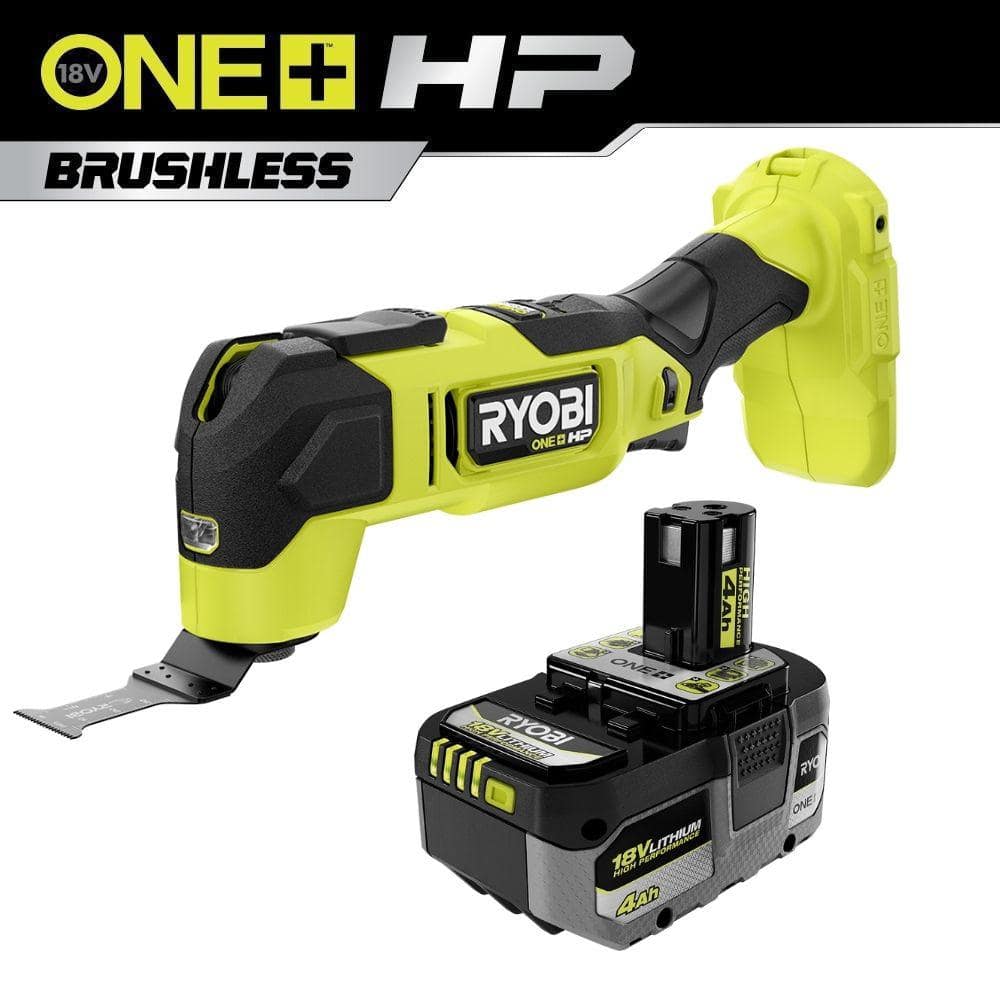 RYOBI ONE+ HP 18V Brushless Cordless Oscillating Multi-Tool with 4.0 Ah ...