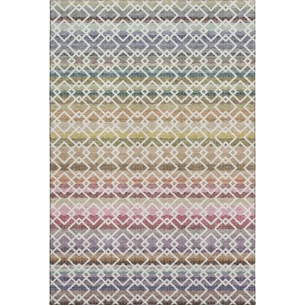 Mayfield Premium Machine Washable Abstract AMF2531 Ivory 5 ft. x 7 ft. 6 in. Area Rug