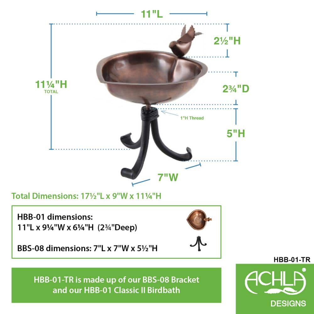 Heart Shaped Copper Birdbath with Black Wrought Iron Stand