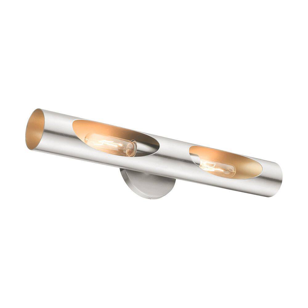 Novato Minimalist Brushed Nickel 2-Light Dimmable Sconce