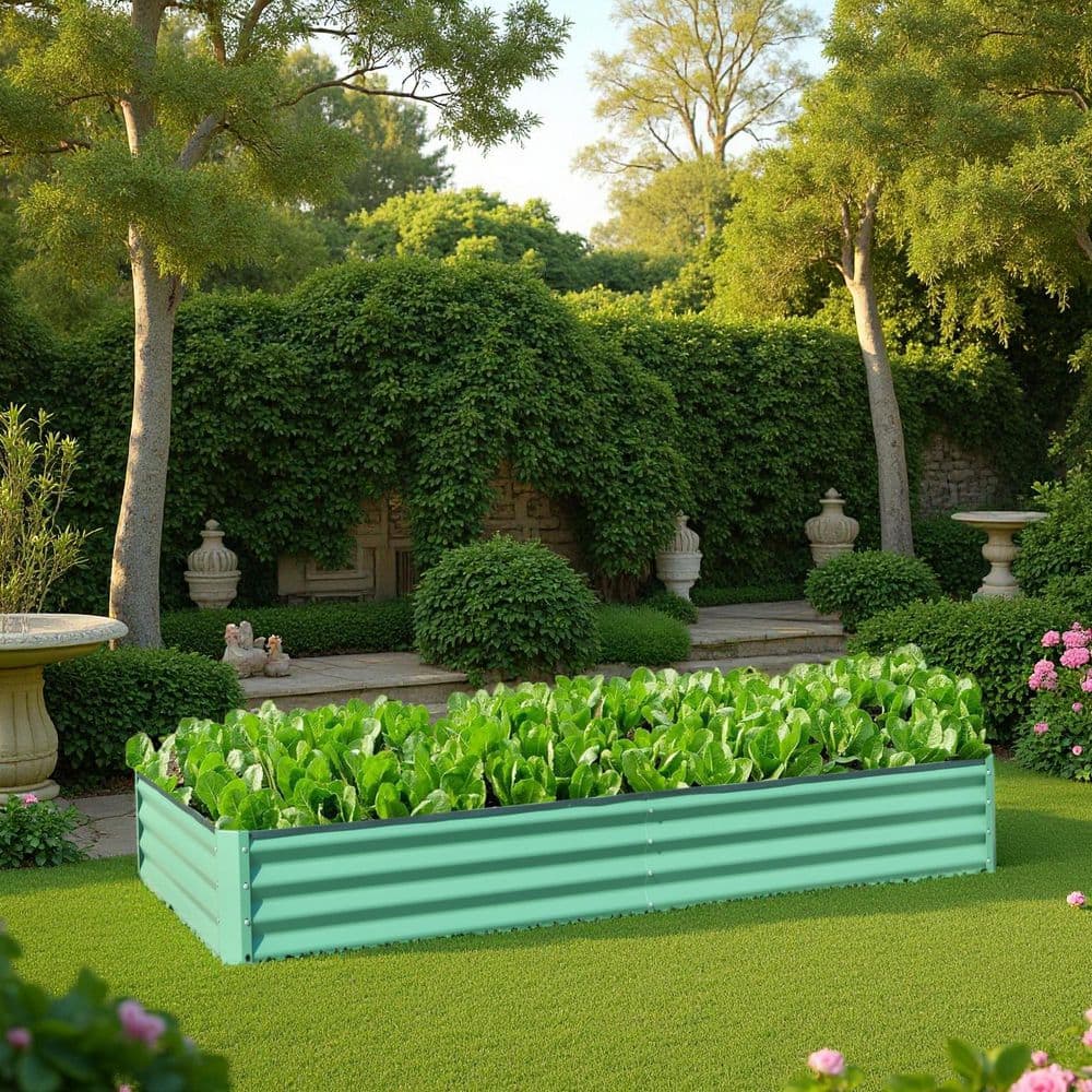 6 ft. W x 3 ft. D x 1 ft. H Green Galvanized Steel Rectangular
