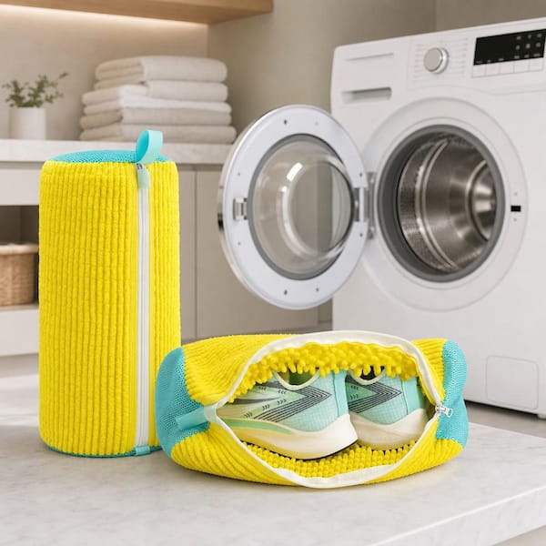 Numhew Yellow Shoe Washing Bags, 2 Pack Microfiber 360° Cleaning