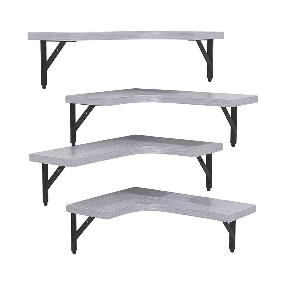 Light Gray Decorative Floating Shelves Wall Mounted with Brackets Set of 4 price history on PriceWatchPro