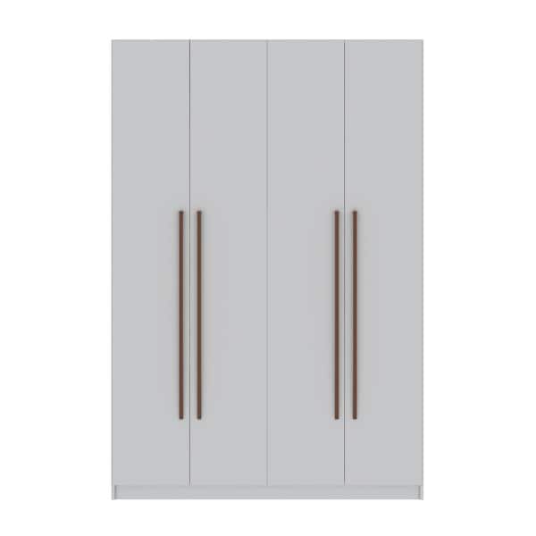 Manhattan Comfort Gramercy White 2-Section Freestanding Wardrobe Armoire (81.3 in. H x 55.2 in. W x 22.76 in. D)