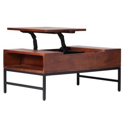 Pamplona 36 in. x 16 in. Walnut Rectangle Mango Wood Coffee Table with Lift Top