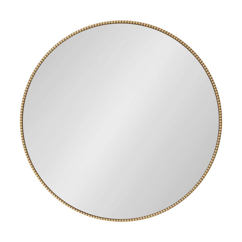 Gwendolyn Round Gold Beaded Accent Vanity Mirror