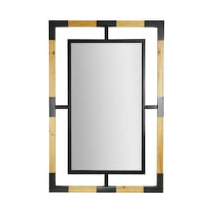 24 in. x 36 in. Wood and Metal Framed Floating Accent Wall Mirror