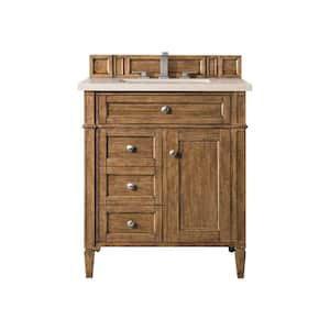 Brittany 30.0 in. W x 23.5 in. D x 34 in. H Bathroom Vanity in Saddle Brown with Eternal Marfil Quartz Top