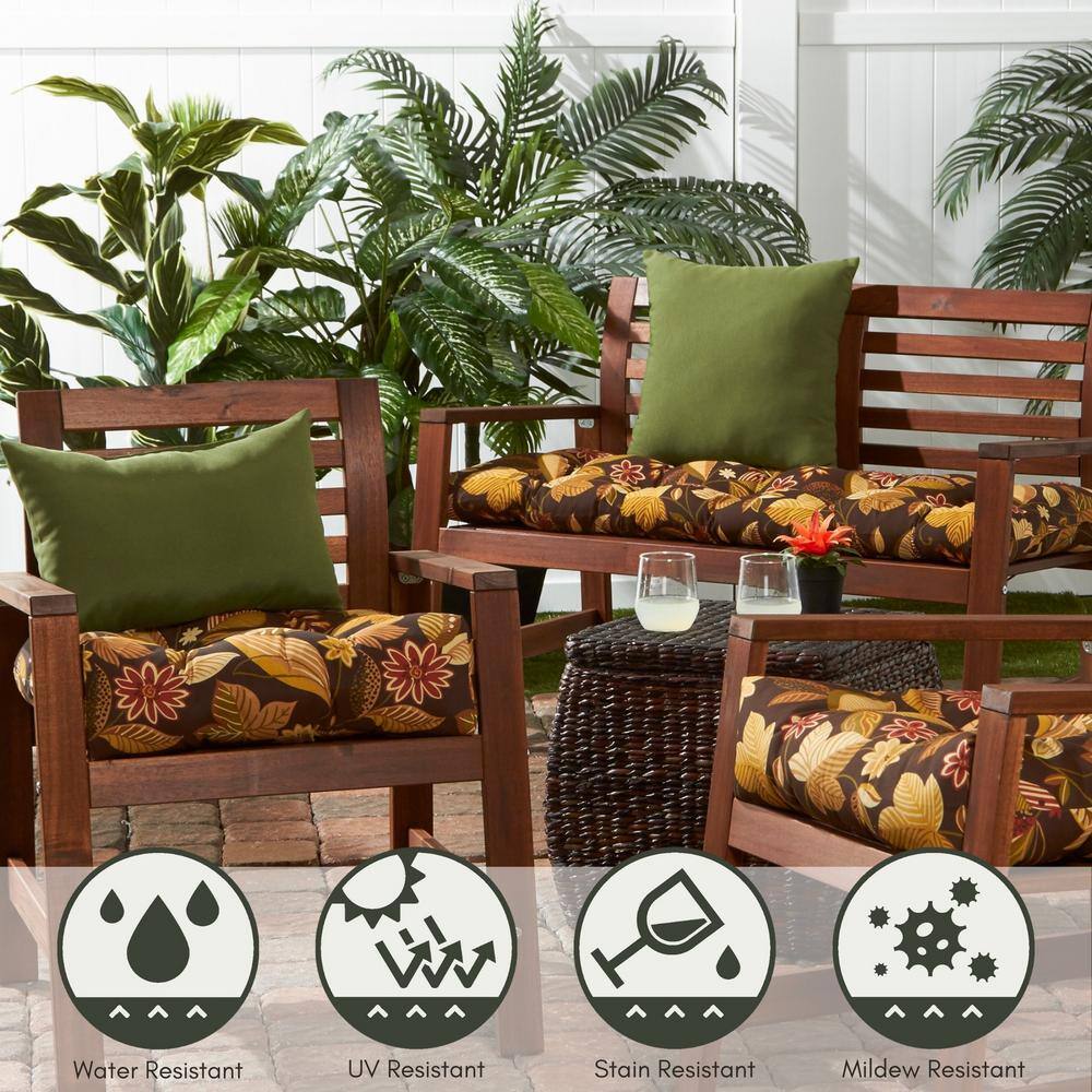 Timberland Floral 20" Square Outdoor Tufted Seat Cushions (Set of 2)