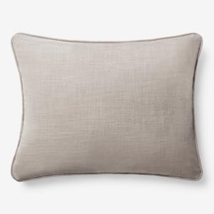 Concord Cotton Twill Shale Solid 16 in. x 24 in. Large Boudoir Throw Pillow Cover