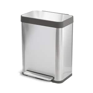 13.2 Gal. Stainless Steel Step-On Kitchen Trash Can with Soft Close Lid
