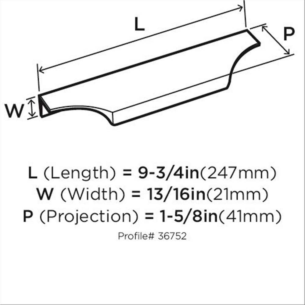 Brushed Nickel Modern Cabinet Edge Pull with Mounting Hardware