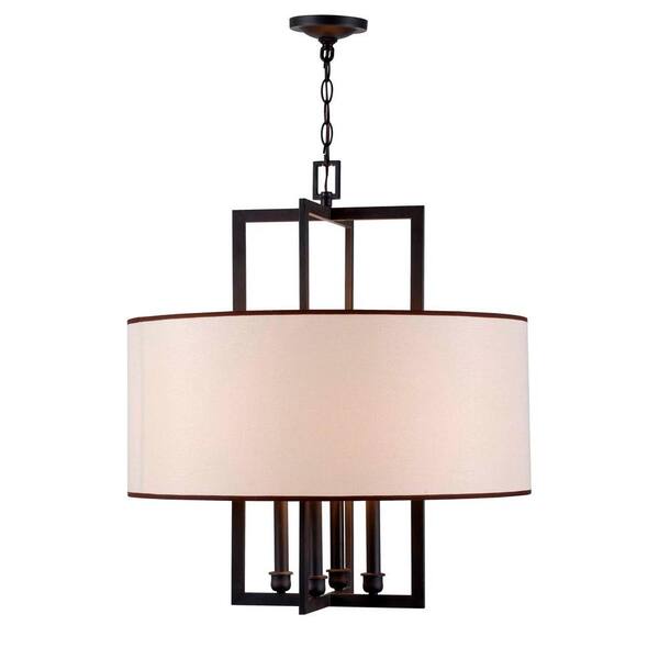 World Imports Cathedral 4-Light Rust Pendant with Shade
