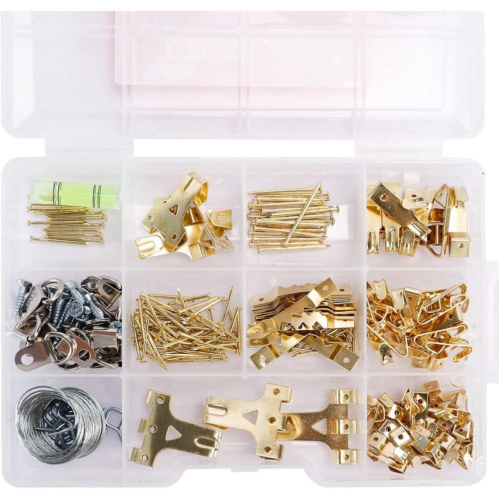 Picture Hanging Kit Heavy Duty Frame Hooks Assortment w/ Nails Hanging Wire