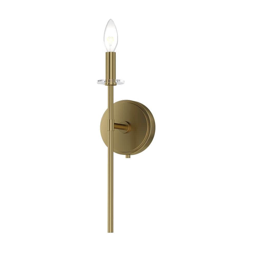 Sapello 5 in. Plug and Play 1-Light Lacquered Brass Wall Sconce with SkyPlug price history on PriceWatchPro