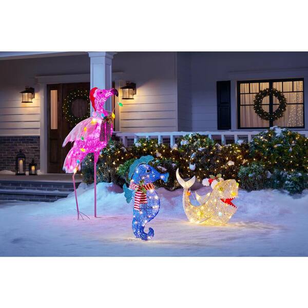 5 ft led flamingo with a santa hat