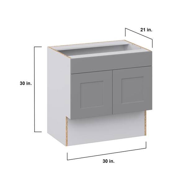 J COLLECTION Bristol Painted Slate Gray Shaker Assembled 12 in. W x 30 in. H x 21 in. D Accessible ADA Vanity Base Kitchen Cabinet