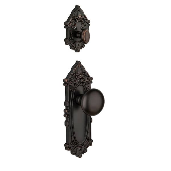 Grandeur Grande Victorian Single Cylinder Timeless Bronze Combo Pack Keyed Differently Fifth Avenue Knob and Matching Deadbolt