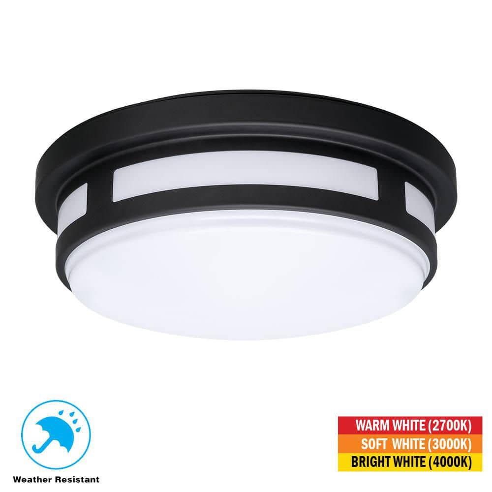 11 in. Black LED Indoor Outdoor Flush Mount Ceiling Light Adjustable CCT 830LM 12.5W Wet Rated Front Entry Side Door price history on PriceWatchPro