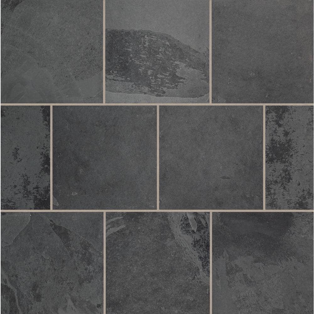 Montauk Black 16" x 16" Textured Slate Floor and Wall Tile