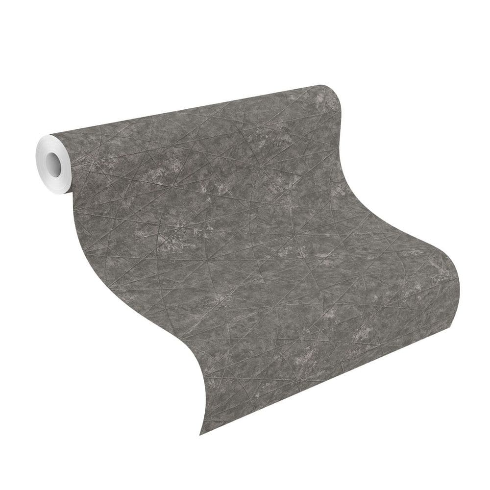 Anthracite 3D Geometric Non-Woven Wallpaper Roll